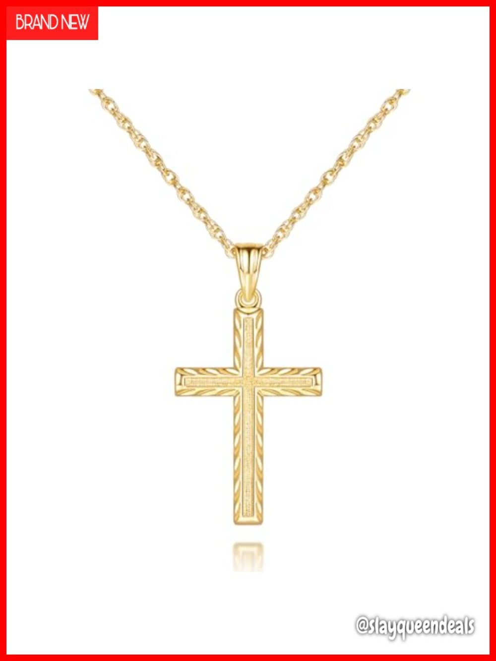 14K Gold Plated Cross Necklace Singapore Chain Pendant Necklace for Women